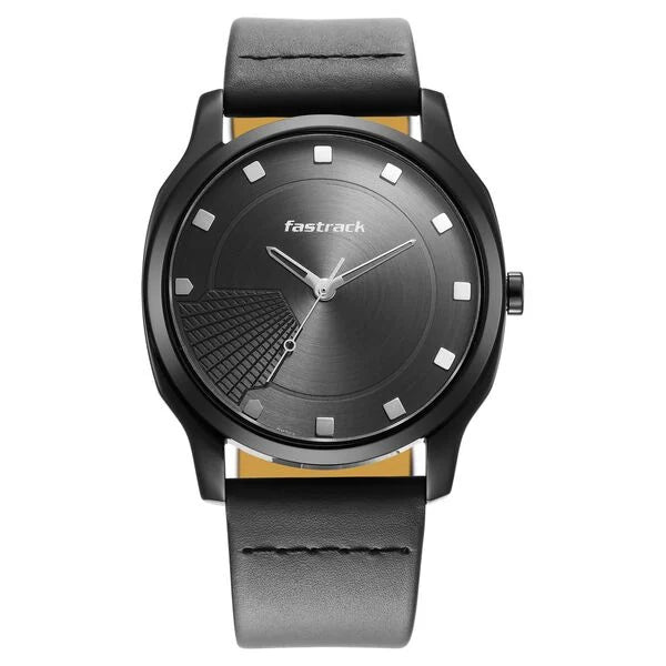 Fastrack 3255NL01 | Fastrack Stunners Quartz Analog Anthracite Dial Leather Strap Watch for Guys
