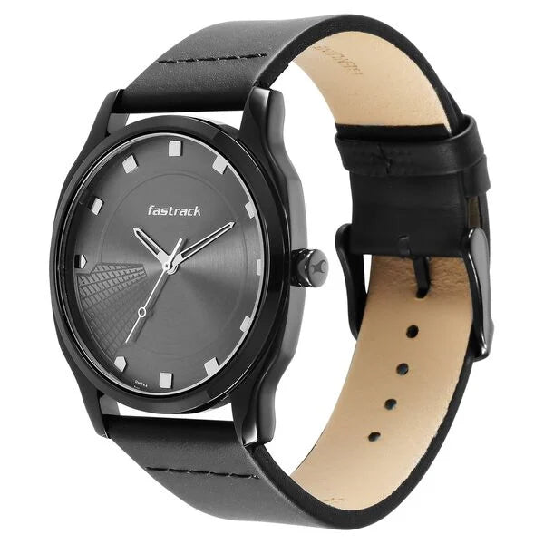 Fastrack 3255NL01 | Fastrack Stunners Quartz Analog Anthracite Dial Leather Strap Watch for Guys