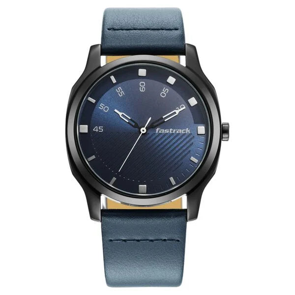 Fastrack 3255NL03 | Fastrack Stunners Quartz Analog Blue Dial Leather Strap Watch for Guys