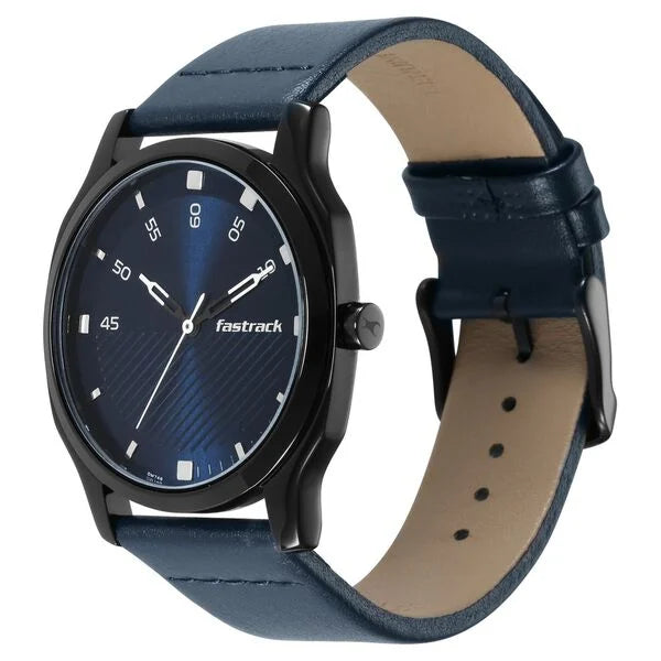 Fastrack 3255NL03 | Fastrack Stunners Quartz Analog Blue Dial Leather Strap Watch for Guys