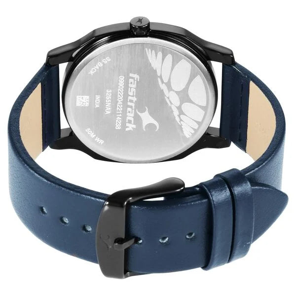 Fastrack 3255NL03 | Fastrack Stunners Quartz Analog Blue Dial Leather Strap Watch for Guys