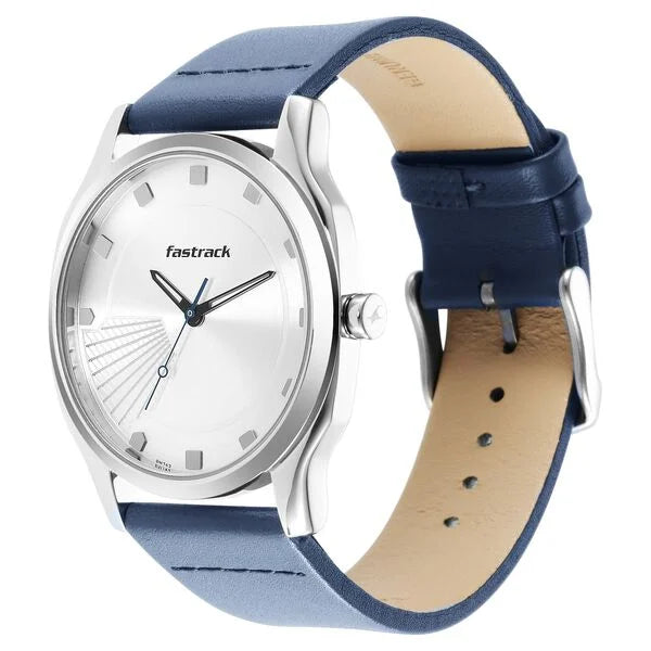 Fastrack 3255SL03 | Fastrack Stunners Quartz Analog Silver Dial Leather Strap Watch for Guys