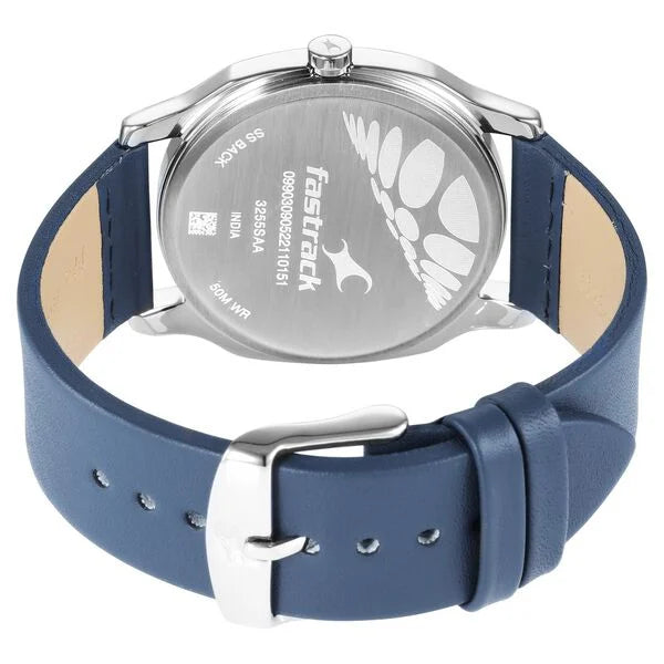 Fastrack 3255SL03 | Fastrack Stunners Quartz Analog Silver Dial Leather Strap Watch for Guys