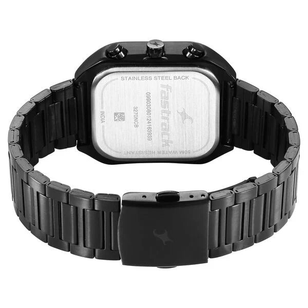 Fastrack 3270NM01 | Fastrack Fleek Quartz Multifunction Black Dial Black Stainless Steel Strap Watch for Guys