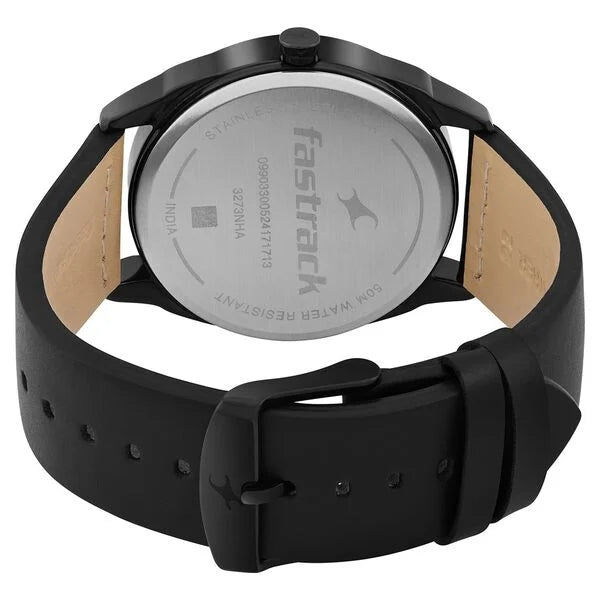 Fastrack 3273NL04 | Fastrack MetaWe Quartz Analog Grey Dial Leather Strap Watch For Guys