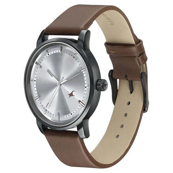 Fastrack 3278NL01 | Fastrack Style Up Silver Dial Leather Strap Watch for Guys