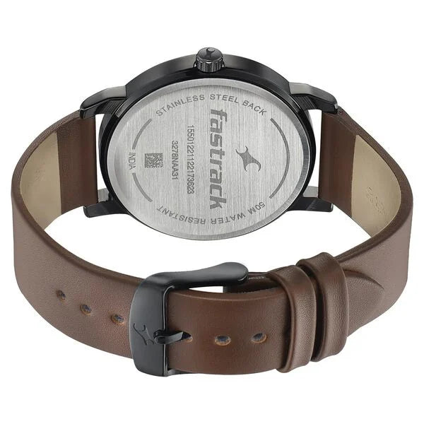 Fastrack 3278NL01 | Fastrack Style Up Silver Dial Leather Strap Watch for Guys