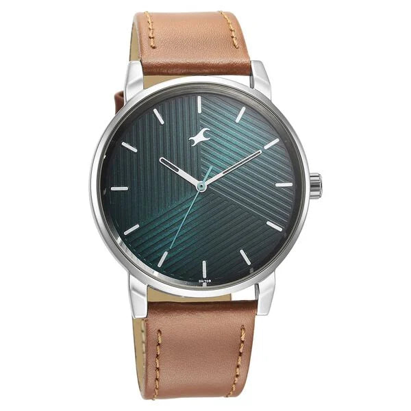 Fastrack 3278SL03 | Fastrack Stunners Green Dial Leather Strap Watch for Guys