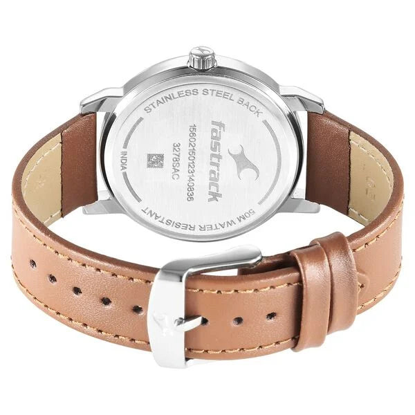 Fastrack 3278SL03 | Fastrack Stunners Green Dial Leather Strap Watch for Guys