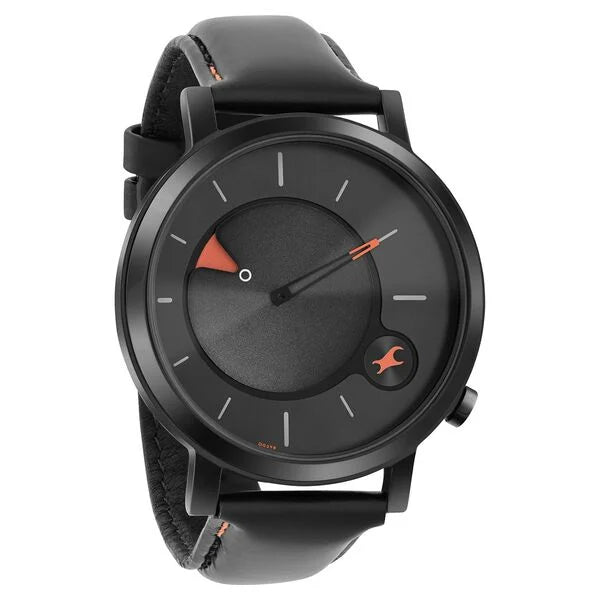 Fastrack 3287NL02 | Fastrack MetaWe Quartz Analog Black Dial Leather Strap Watch For Guys