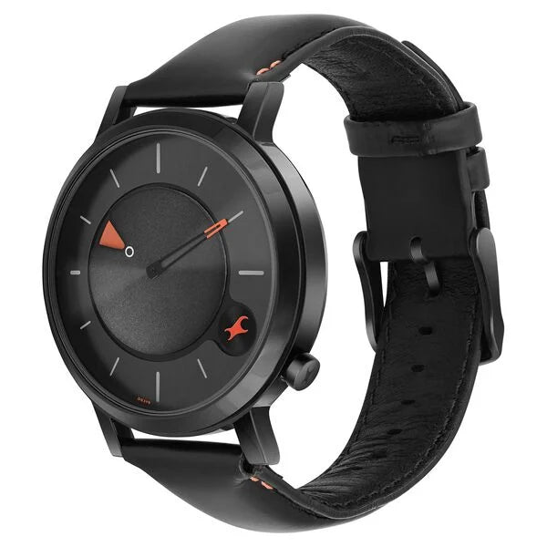 Fastrack 3287NL02 | Fastrack MetaWe Quartz Analog Black Dial Leather Strap Watch For Guys