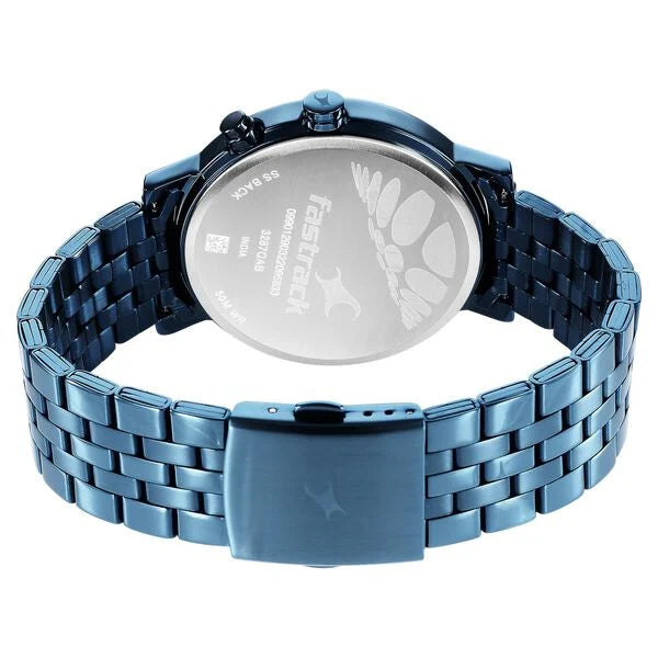 Fastrack NR3287QM02 | Fastrack Tick Tock Quartz Multifunction Black Dial Metal Strap Watch for Guys