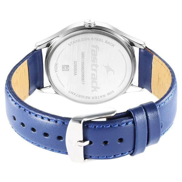 Fastrack NR3290SL01 | Fastrack Stunners Quartz Analog Blue Dial Leather Strap Watch for Guys