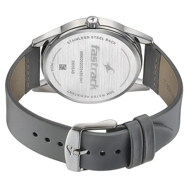 Fastrack 3305SL02 | Fastrack Stunners Quartz Analog Grey Dial Grey Leather Strap Watch For Guys