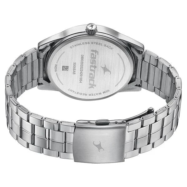 Fastrack 3305SM02 | Fastrack Stunners Quartz Analog Grey Dial Stainless Steel Strap Watch for Guys