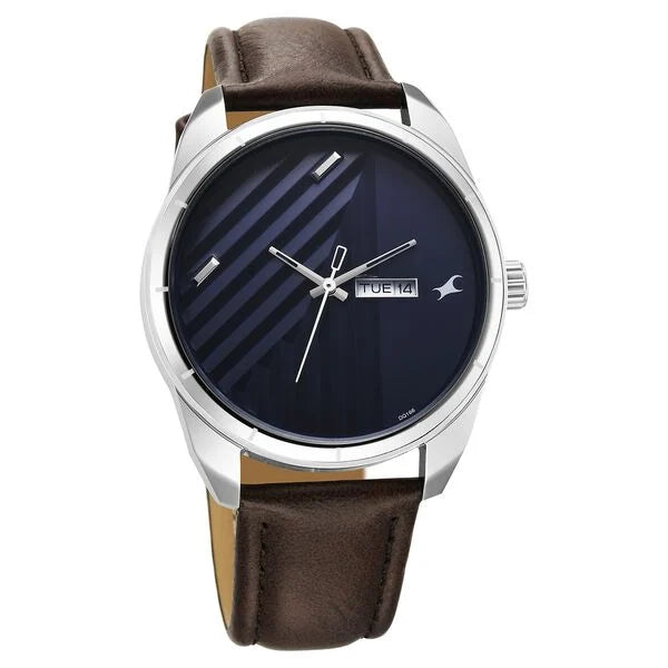 Fastrack 3313SL01 | Fastrack Fleek Quartz Analog with Day and Date Blue Dial Leather Strap Watch For Guys