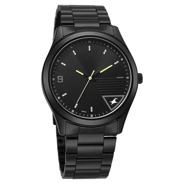 Fastrack 3317NM01 | Fastrack Stunners Quartz Analog Black Dial Black Metal Strap Watch For Guys