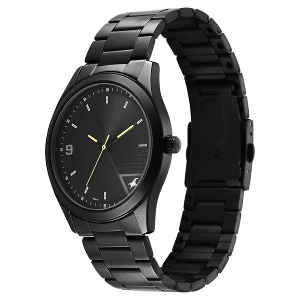 Fastrack 3317NM01 | Fastrack Stunners Quartz Analog Black Dial Black Metal Strap Watch For Guys