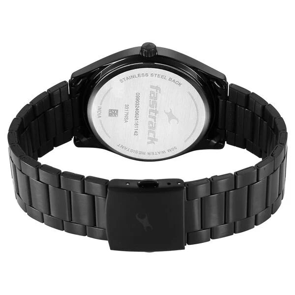 Fastrack 3317NM01 | Fastrack Stunners Quartz Analog Black Dial Black Metal Strap Watch For Guys