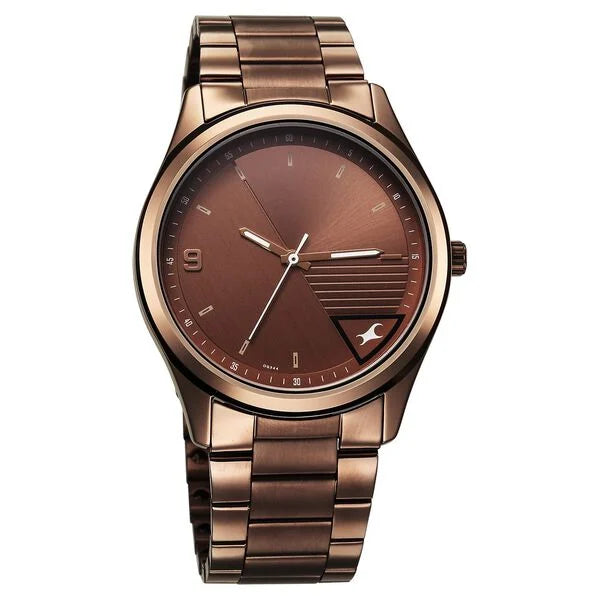 Fastrack 3317QM02 | Fastrack Stunners Quartz Analog Brown Dial Brown Metal Strap Watch For Guys