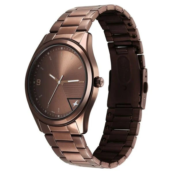 Fastrack 3317QM02 | Fastrack Stunners Quartz Analog Brown Dial Brown Metal Strap Watch For Guys