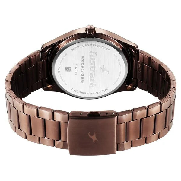Fastrack 3317QM02 | Fastrack Stunners Quartz Analog Brown Dial Brown Metal Strap Watch For Guys