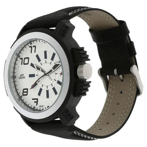 Fastrack 38015PL01J | Fastrack Quartz Analog Silver Dial Leather Strap Watch for Guys