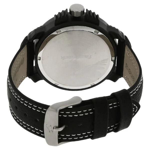 Fastrack 38015PL01J | Fastrack Quartz Analog Silver Dial Leather Strap Watch for Guys