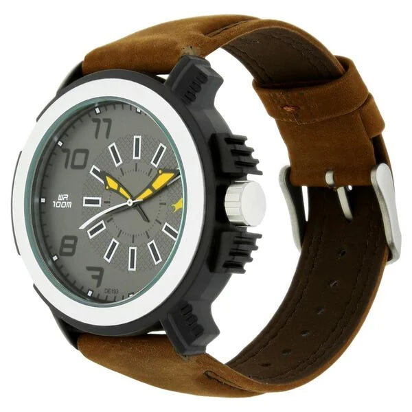 Fastrack 38015PL03 | Fastrack Quartz Analog Grey Dial Leather Strap Watch for Guys