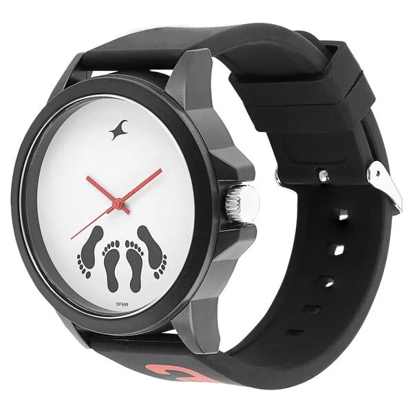 Fastrack 38024PP07J | Fastrack Tees Quartz Analog White Dial Silicone Strap Unisex Watch