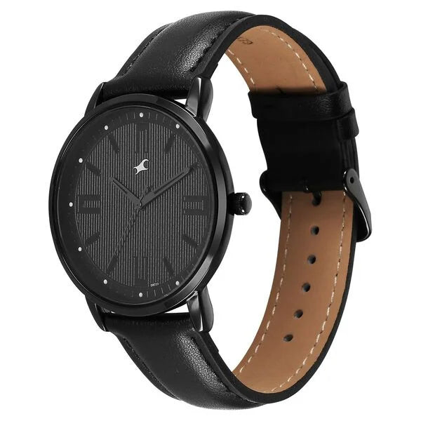 Fastrack 38159NL01 | Fastrack Stunners X Quartz Analog Black Dial Leather Strap Watch For Guys