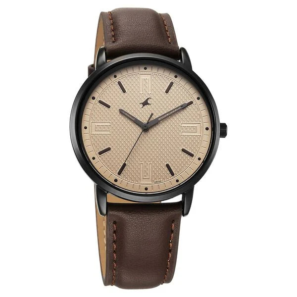 Fastrack 38159NL02 | Fastrack Stunners X Quartz Analog Beige Dial Leather Strap Watch For Guys