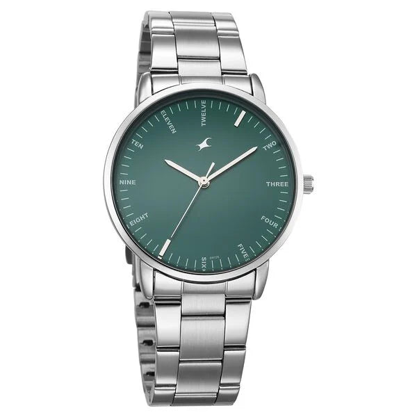 Fastrack 38159SM03 | Fastrack Stunners X Quartz Analog Green Dial Stainless Steel Strap Watch For Guys