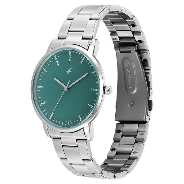 Fastrack 38159SM03 | Fastrack Stunners X Quartz Analog Green Dial Stainless Steel Strap Watch For Guys