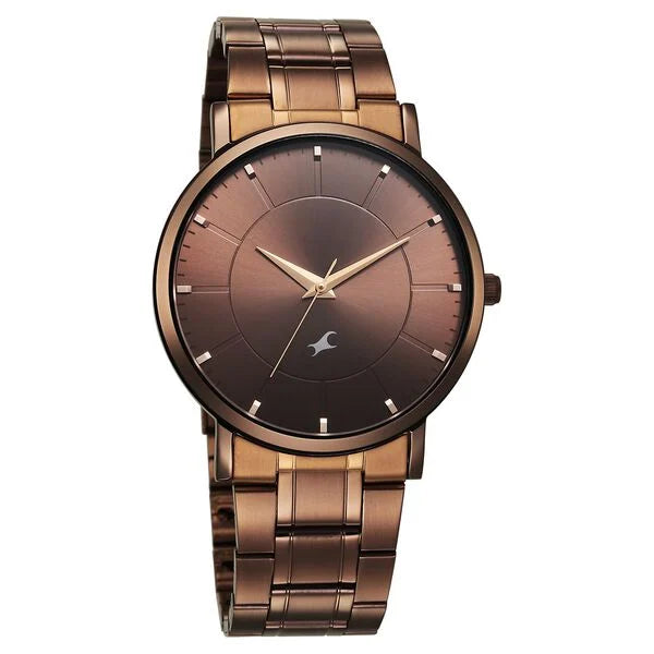 Fastrack 38163QM01 | Fastrack Stunners X Quartz Analog Brown Dial Stainless Steel Strap Watch For Guys