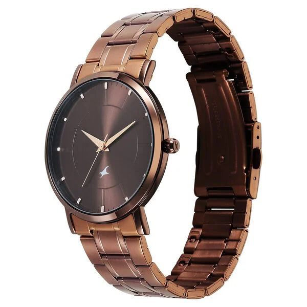 Fastrack 38163QM01 | Fastrack Stunners X Quartz Analog Brown Dial Stainless Steel Strap Watch For Guys