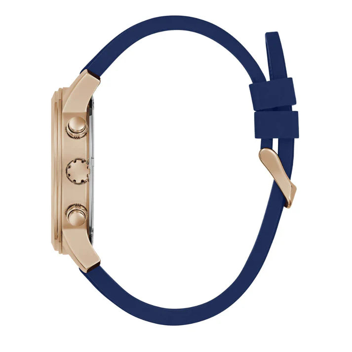 Guess GW0708G3 | Gold Parker Navy Blue Silicone Watch For Men.