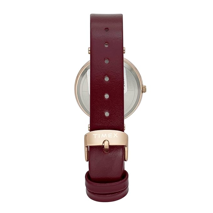 Timex TWEL19211 | Fashion Women Quartz Rose Gold Dial Analog Leather Watch
