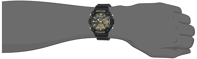 Casio AD264 | Casio Youth Analog-Digital Gold Dial Men AEQ-120W-9AVDF