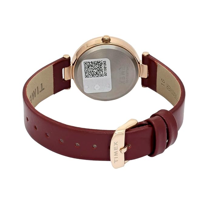 Timex TWEL19211 | Fashion Women Quartz Rose Gold Dial Analog Leather Watch