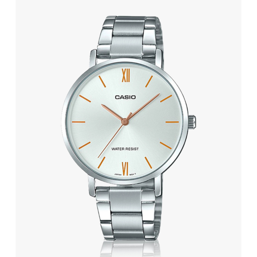 Casio LTP-VT01D-7BUDF A1625 | Enticer Women Quartz Silver Dial Analog Stainless Steel Watch