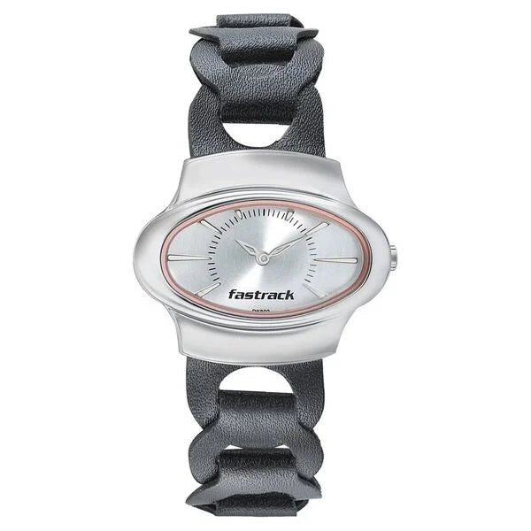 Fastrack 6004SL08 | Fastrack Hitlist Quartz Analog Silver Dial Leather Strap Watch for Girls