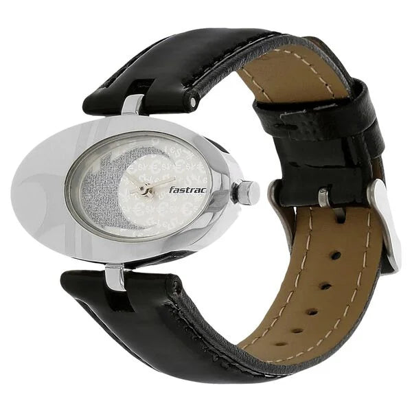 Fastrack 6224SL | Fastrack Quartz Analog Silver Dial Leather Strap Watch for Girls