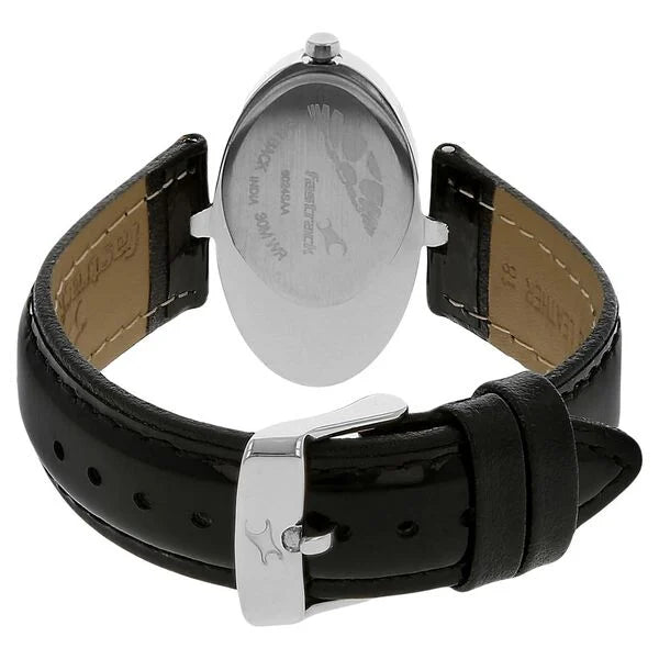 Fastrack 6224SL | Fastrack Quartz Analog Silver Dial Leather Strap Watch for Girls