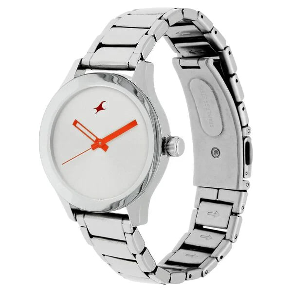 Fastrack NN6078SM02 | Fastrack Quartz Analog Silver Dial Stainless Steel Strap Watch for Girls