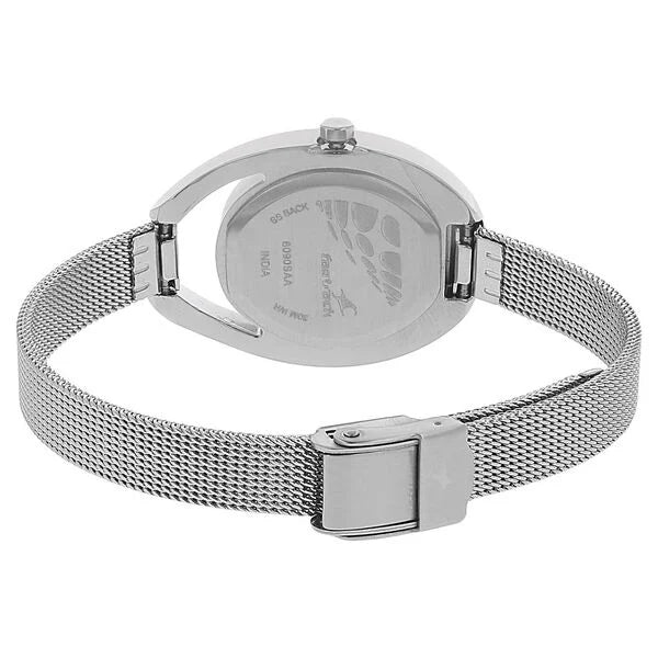 Fastrack 6090SM01 | Fastrack Quartz Analog Black Dial Stainless Steel Strap Watch for Girls
