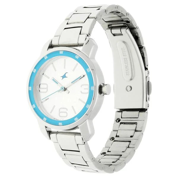 Fastrack NK6111SM01 | Fastrack Quartz Analog Silver Dial Stainless Steel Strap Watch for Girls