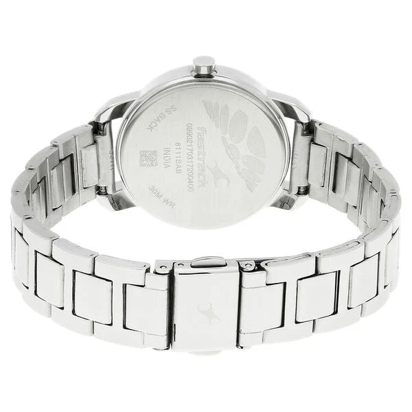 Fastrack NK6111SM01 | Fastrack Quartz Analog Silver Dial Stainless Steel Strap Watch for Girls