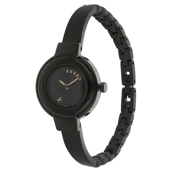 Fastrack NK6113NM01 | Fastrack Quartz Analog Black Dial Stainless Steel Strap Watch for Girls