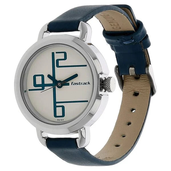 Fastrack NP6123SL01 | Fastrack Quartz Analog White Dial Leather Strap Watch for Girls